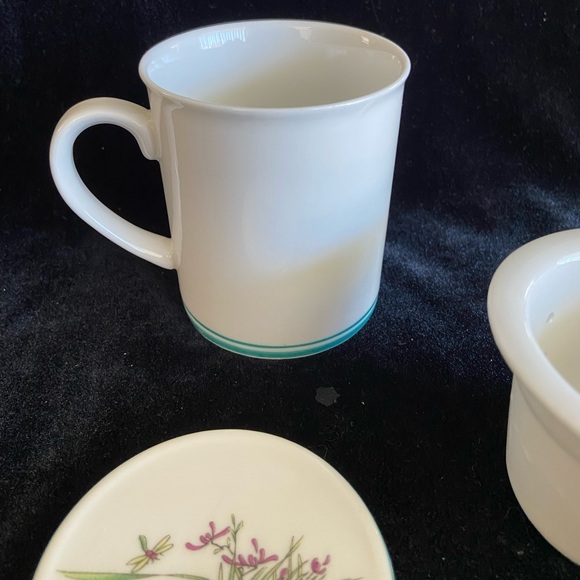 Wanlangtang Ceramics Tea Cup Coffee Mug with Lid Coaster & Strainer w/ Flowers - Picture 8 of 12